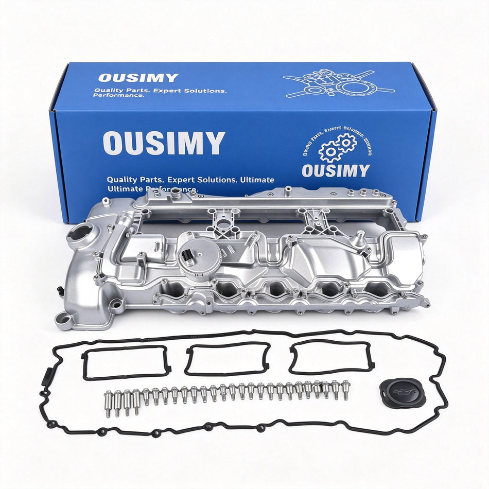 OUSIMY Aluminum Valve Cover with Gasket & Oil Cap for BMW 135i 335i 535i 640i 740i X3 X5 N55 2011-2019 | OE 11127570292