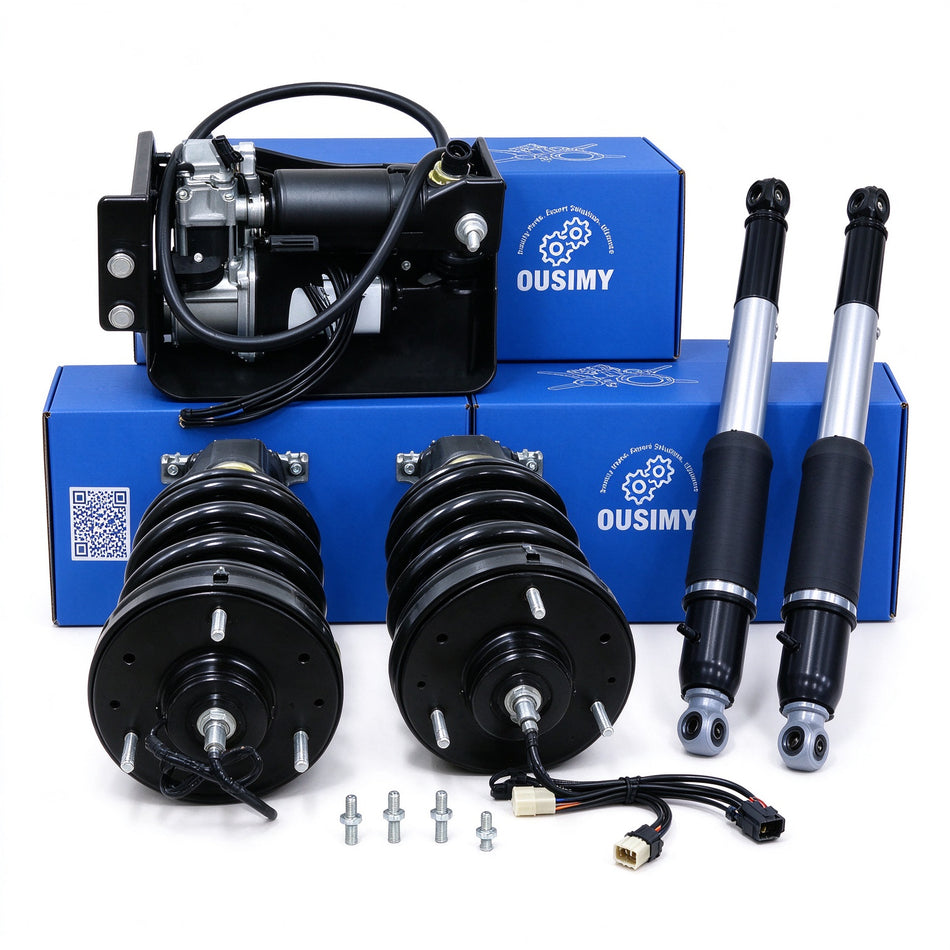 OUSIMY Air Suspension Compressor & 4X Front Rear Shock Absorber for Cadillac Escalade GMC Yukon