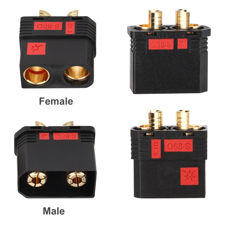 OUSIMY QS8-S Anti-Spark Connector Set Male and Female for RC Lipo Battery 8MM