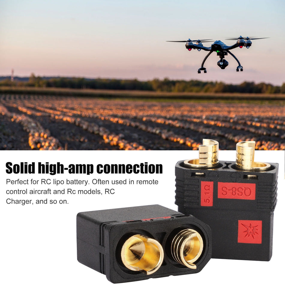 OUSIMY QS8-S Anti-Spark Connector Set Male and Female for RC Lipo Battery 8MM