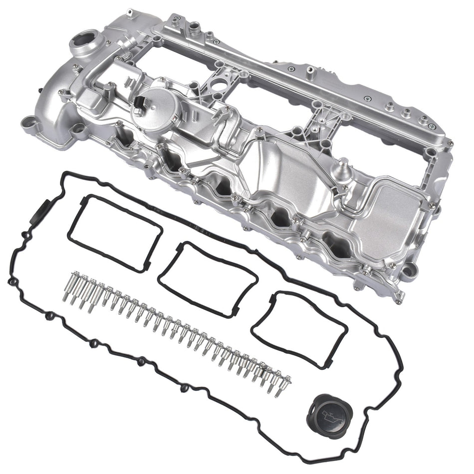 OUSIMY Aluminum Valve Cover with Gasket & Oil Cap for BMW 135i 335i 535i 640i 740i X3 X5 N55 2011-2019 | OE 11127570292