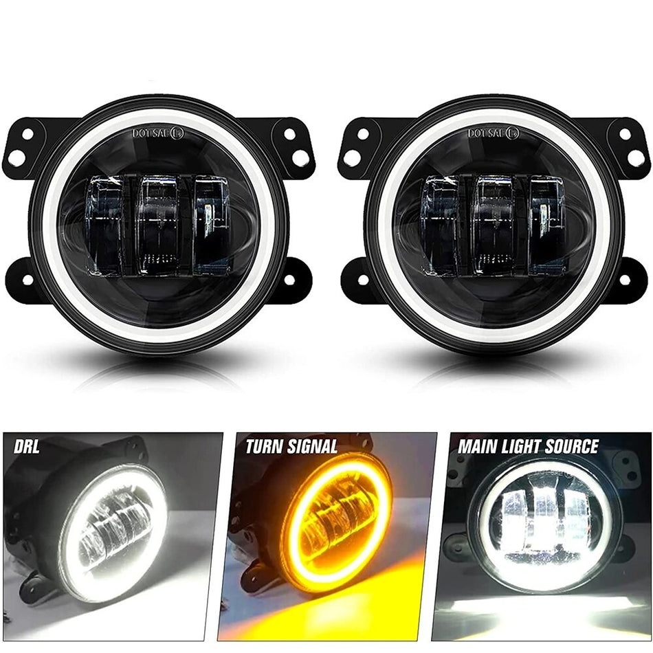 OUSIMY Pair 4 Inch Front Bumper LED Driving Fog Light Lamp for Jeep Wrangler JK 2007-2017