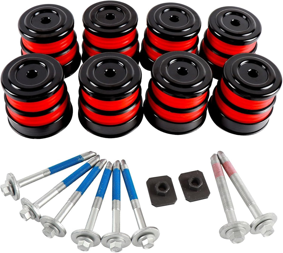 OUSIMY Red Silicone Body Mount Bushings Bolt Kit for Ford F250 F350 2008-2016 | OE 5C3Z10000A, 7C3Z10000B