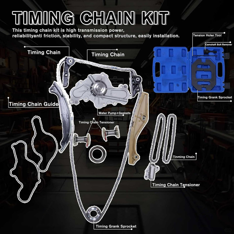 OUSIMY Timing Chain Kit Water Pump Camshaft Holding Tool Kit for Ford Explorer Taurus Edge Flex 3.5L 3.7L 2011-2019 | OE BL3Z-6268-A, 303-1248